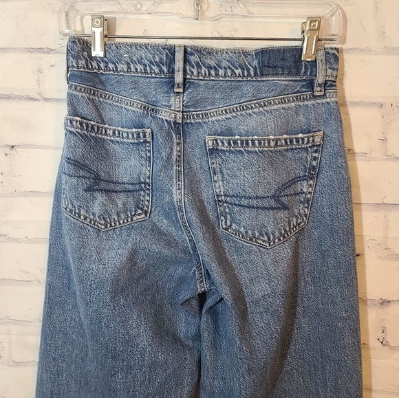 American Eagle Super High-Rise Baggy Wide Leg Jeans Sz 0 Regular - Picture 4 of 8